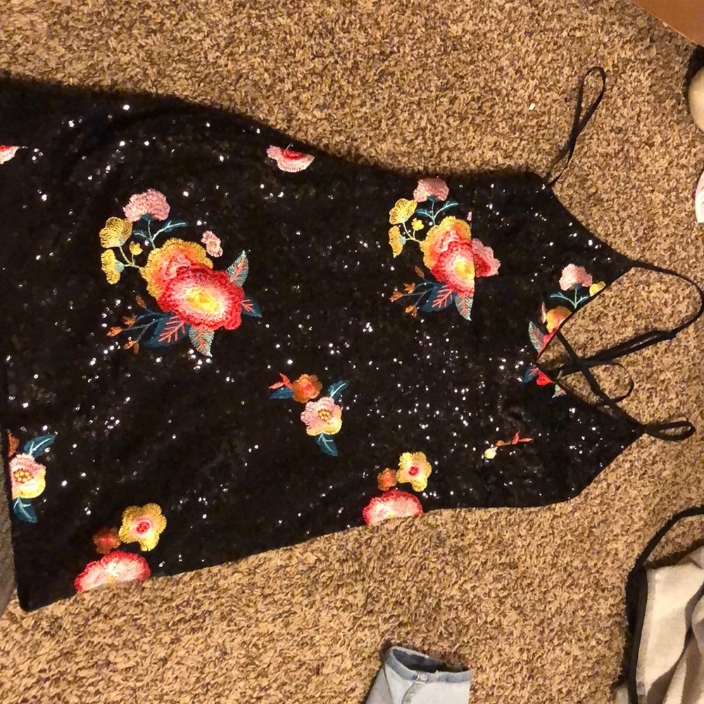 Forever21 sequin dress with colorful flowers